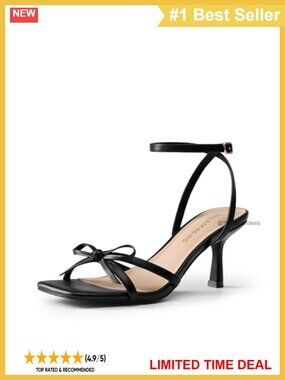 Womens Kitten Heel Strappy Sandals Square Toe Buckle Closure
